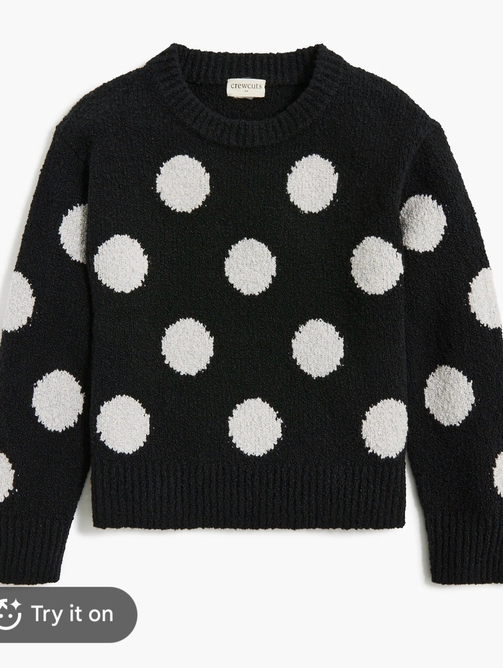 Crewcuts Girls Polka Dot Crewneck Sweater - Black & Cream